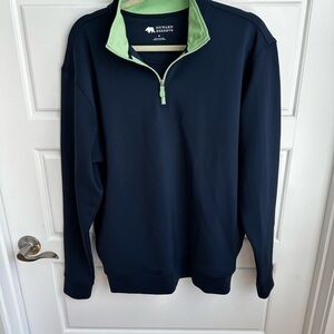 Onward Reserve Sweater Men’s Medium Navy Solid 1/4 Zip Pullover Pockets Collar